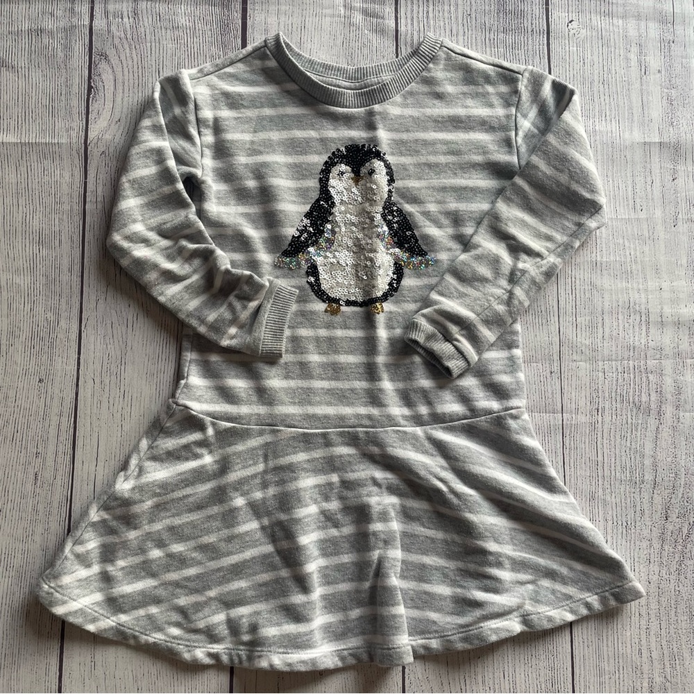 Gymboree Striped Sequin Penguin Dress Size 5-6